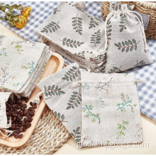 China Leaves Printed Gift Cotton pouch Manufactory